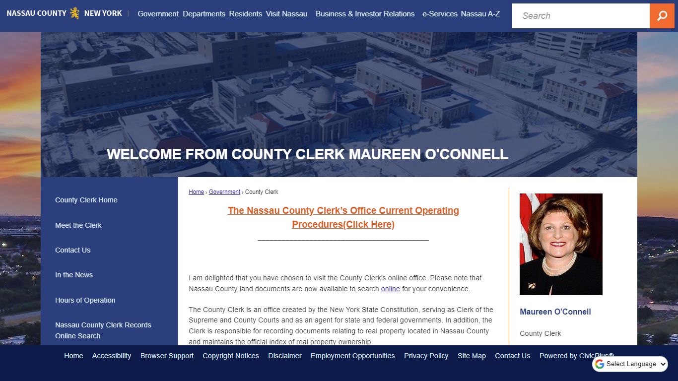 Welcome from County Clerk Maureen O'Connell | Nassau County, NY ...